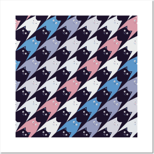 Cats seamless pattern in Houndstooth style, vecor illustration Posters and Art